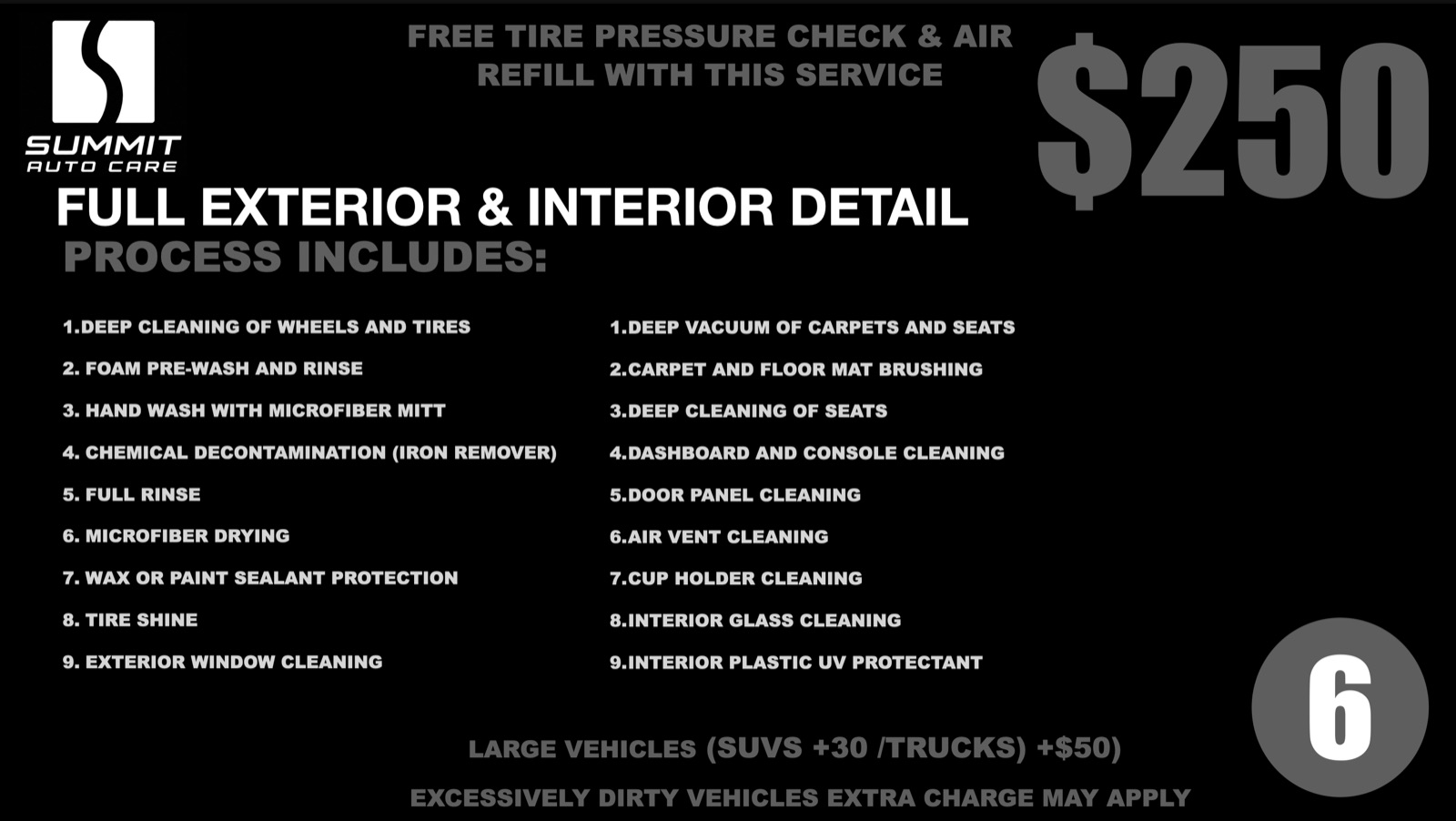 Service 6: Full Exterior and Interior Detail, $250