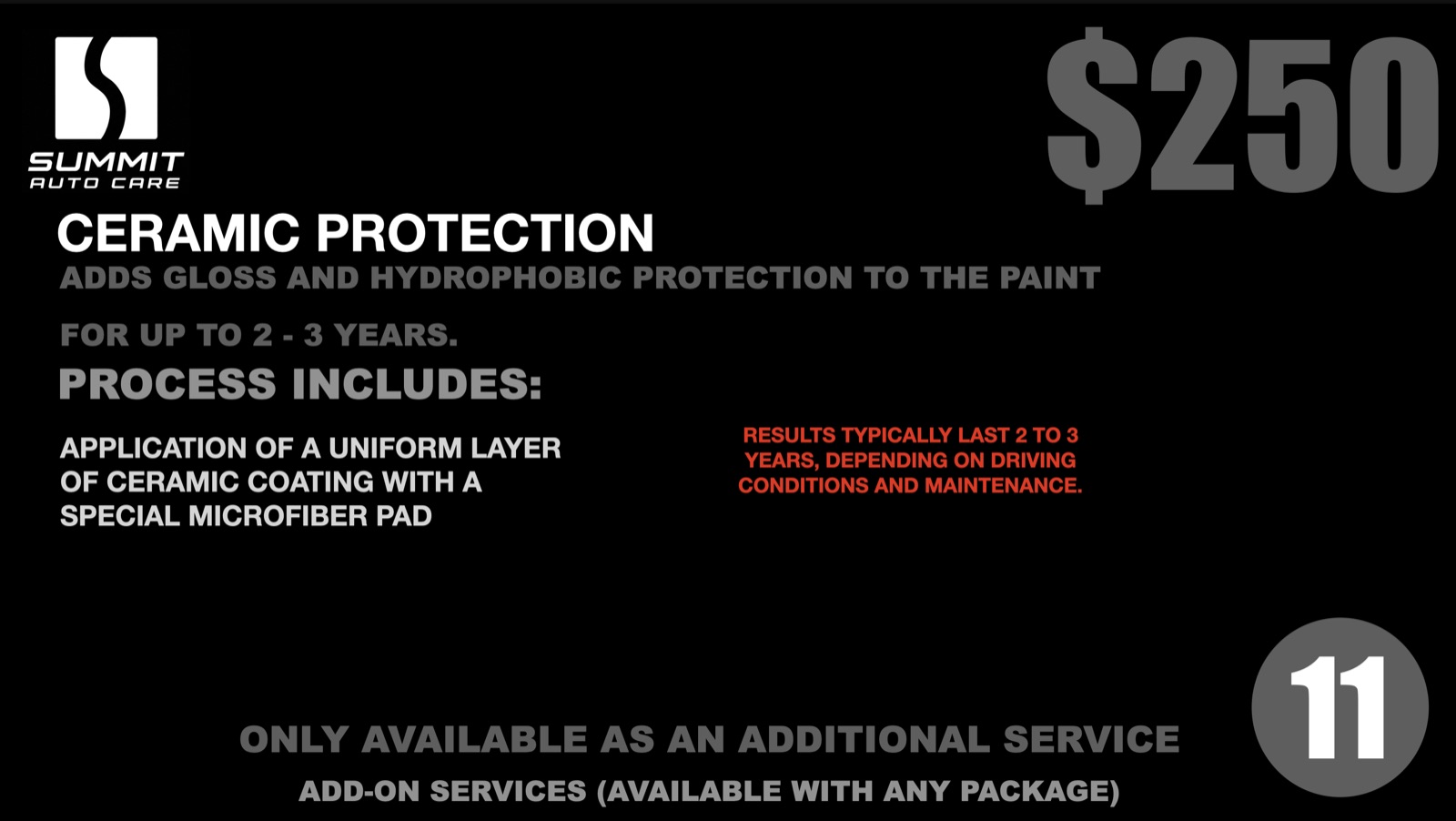 Service 11: Ceramic Protection, $250