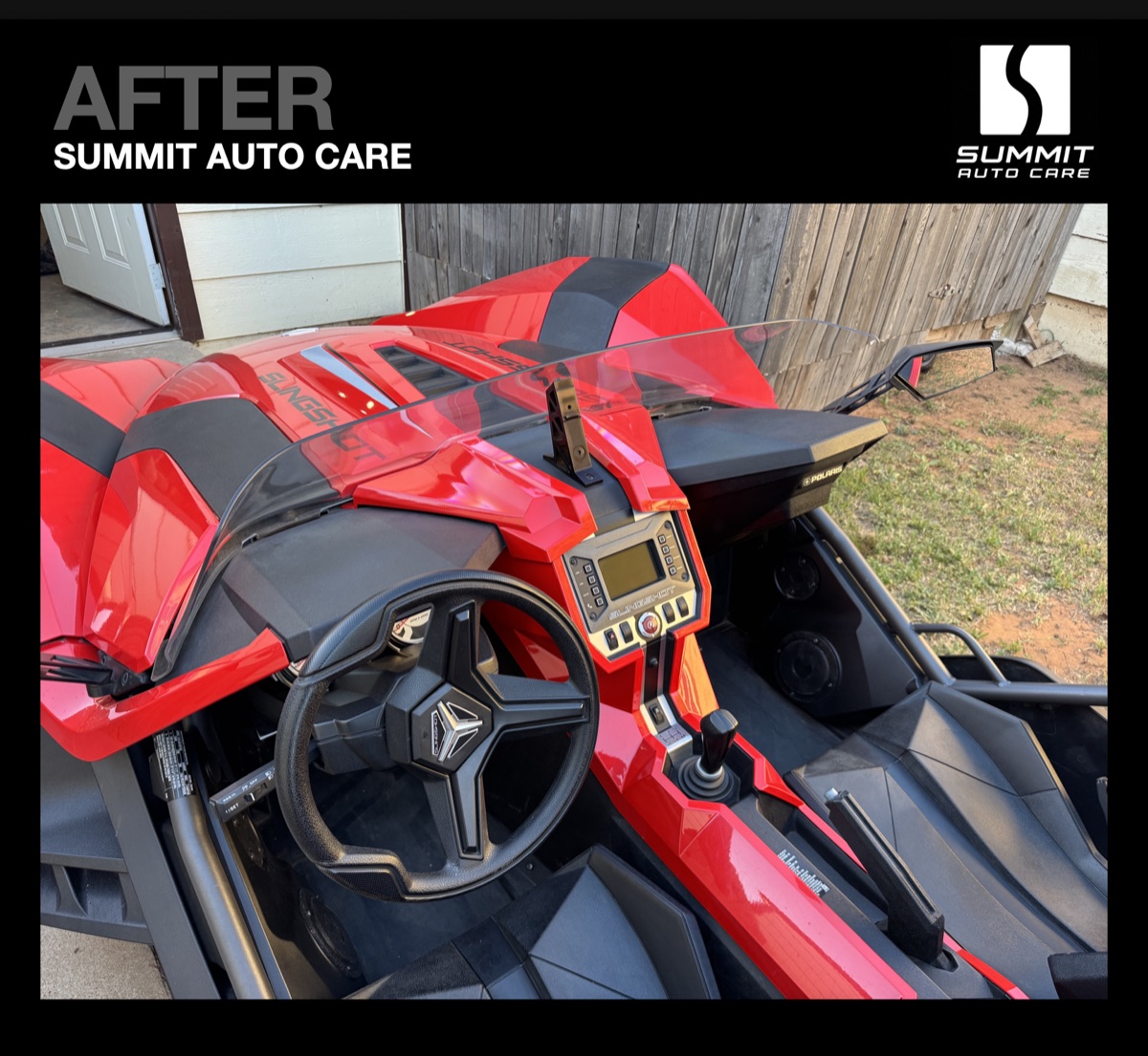 Polaris Slingshot interior after detailing