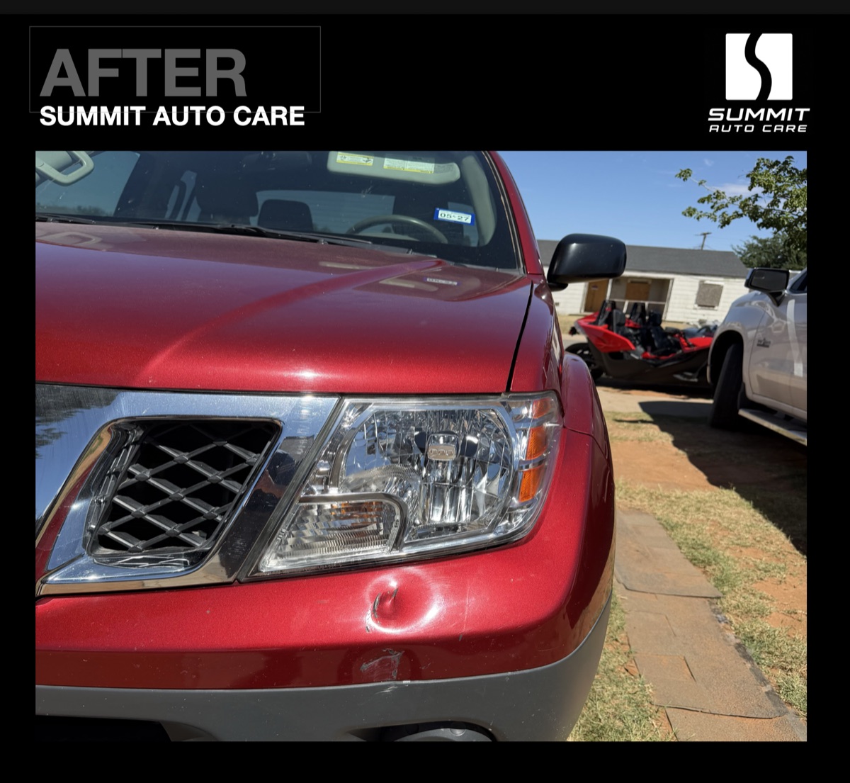 Truck right headlight after restoration