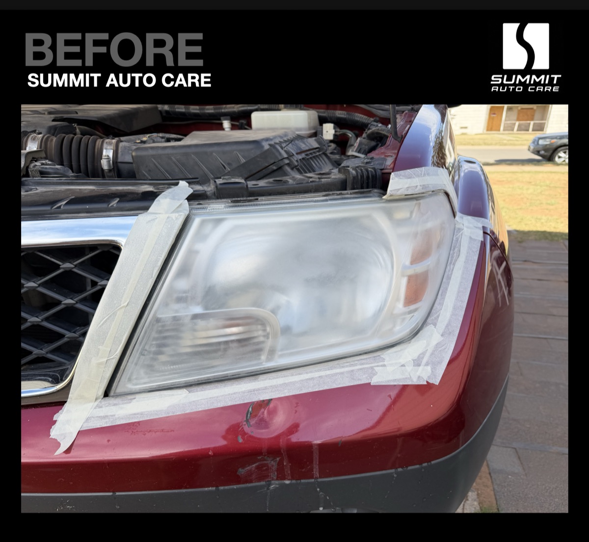 Truck headlight during restoration preparation